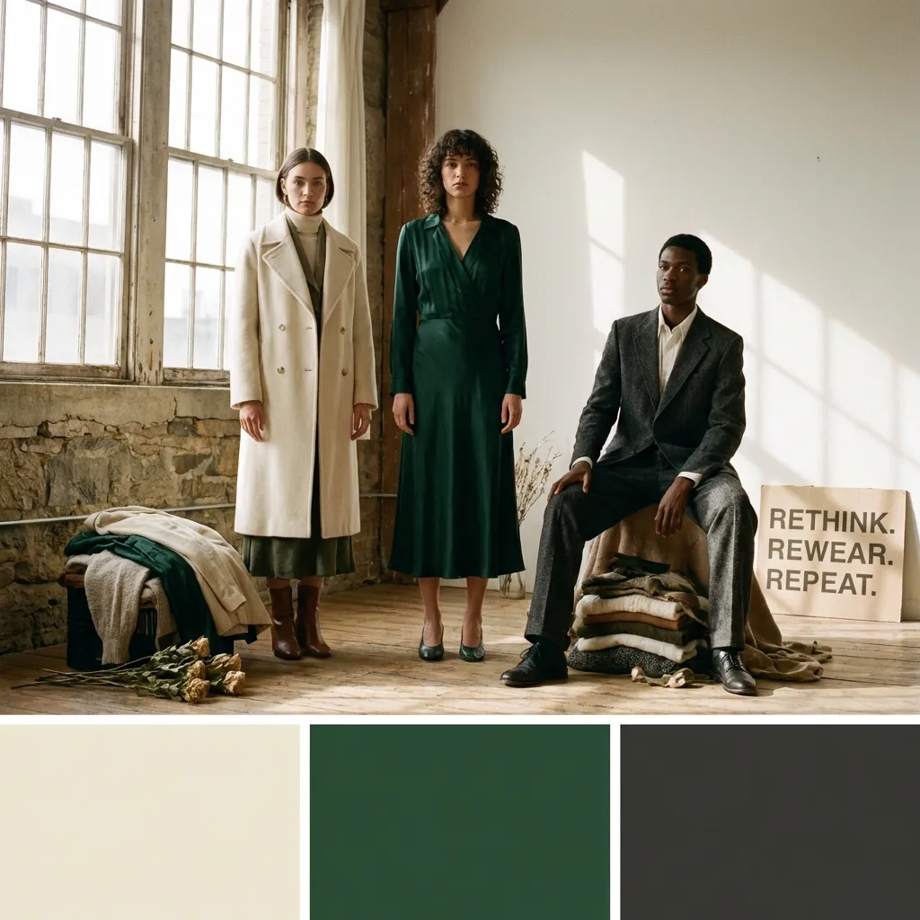 High fashion editorial shot of models in vintage clothing